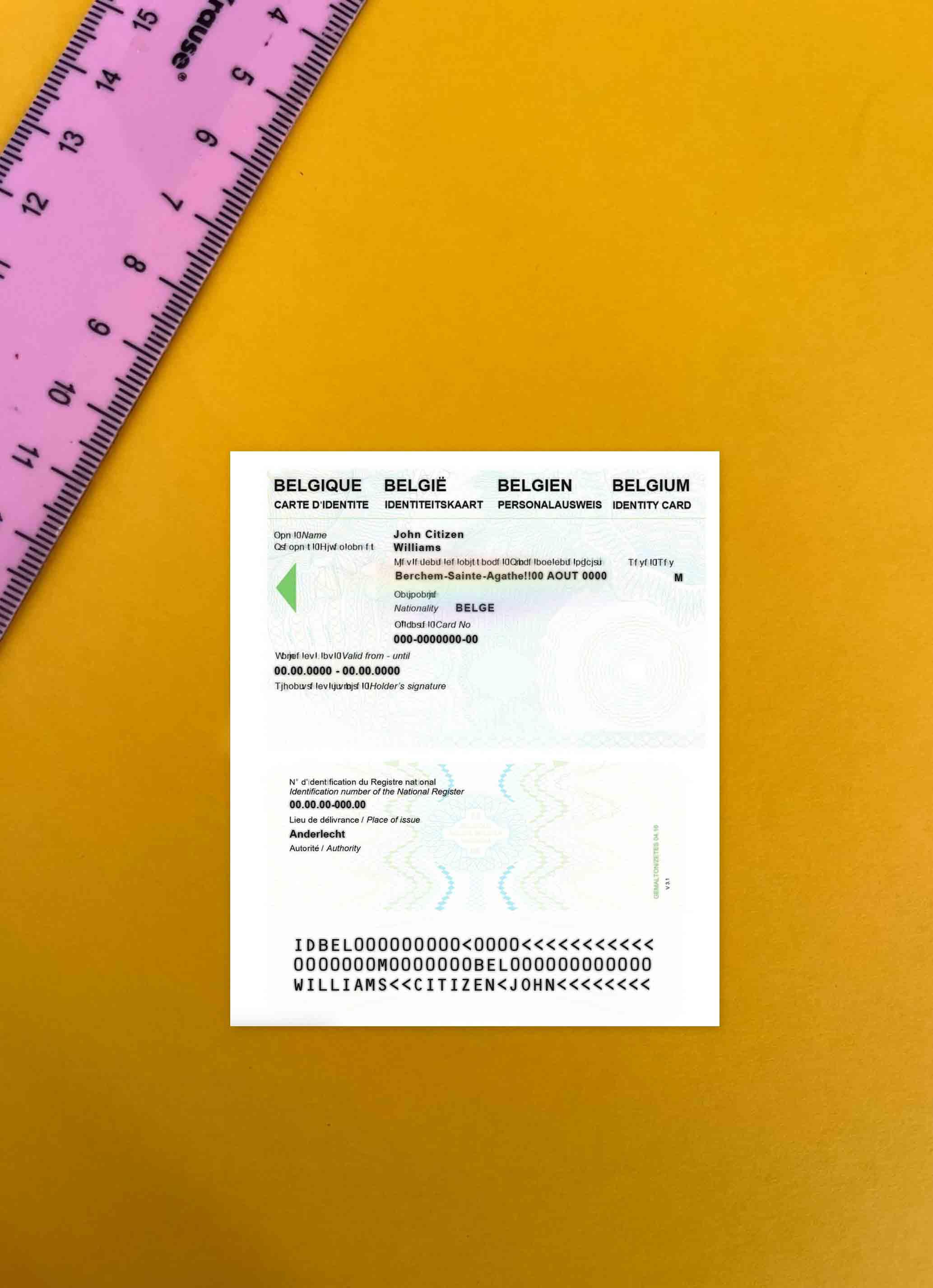 Belgium Identity card photolook PSD template